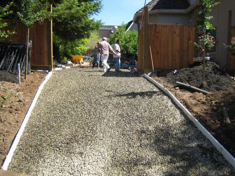 Prepared driveway base ready for a concrete pour